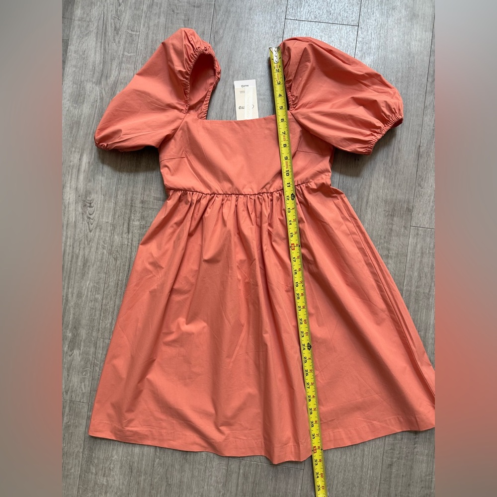 NWT Mango Miri Puffed Sleeve Mini Dress - Coral Pink 100% Cotton - Size XS - Picture 12 of 16